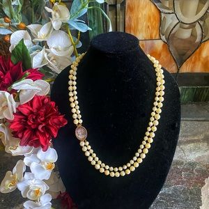 Vintage MOP Cameo Brooch Necklace